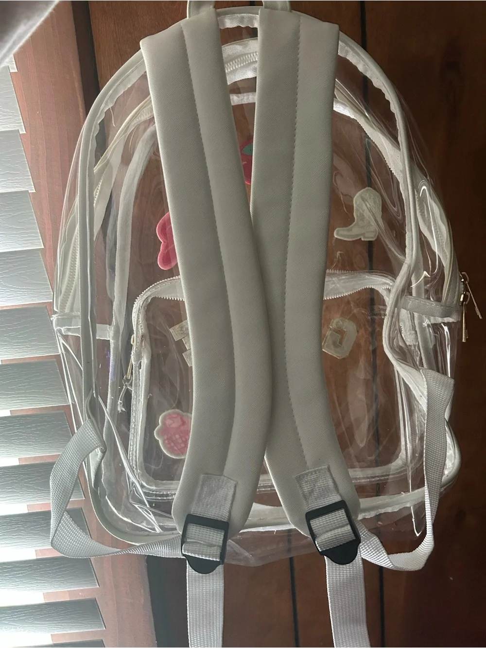 Clear White Kids Backpack with 'Game Day' Patches
